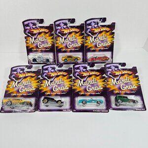 Hot Wheels Mardi Gras 2007 Complete Set of 7 Collectible Die-Cast Cars New